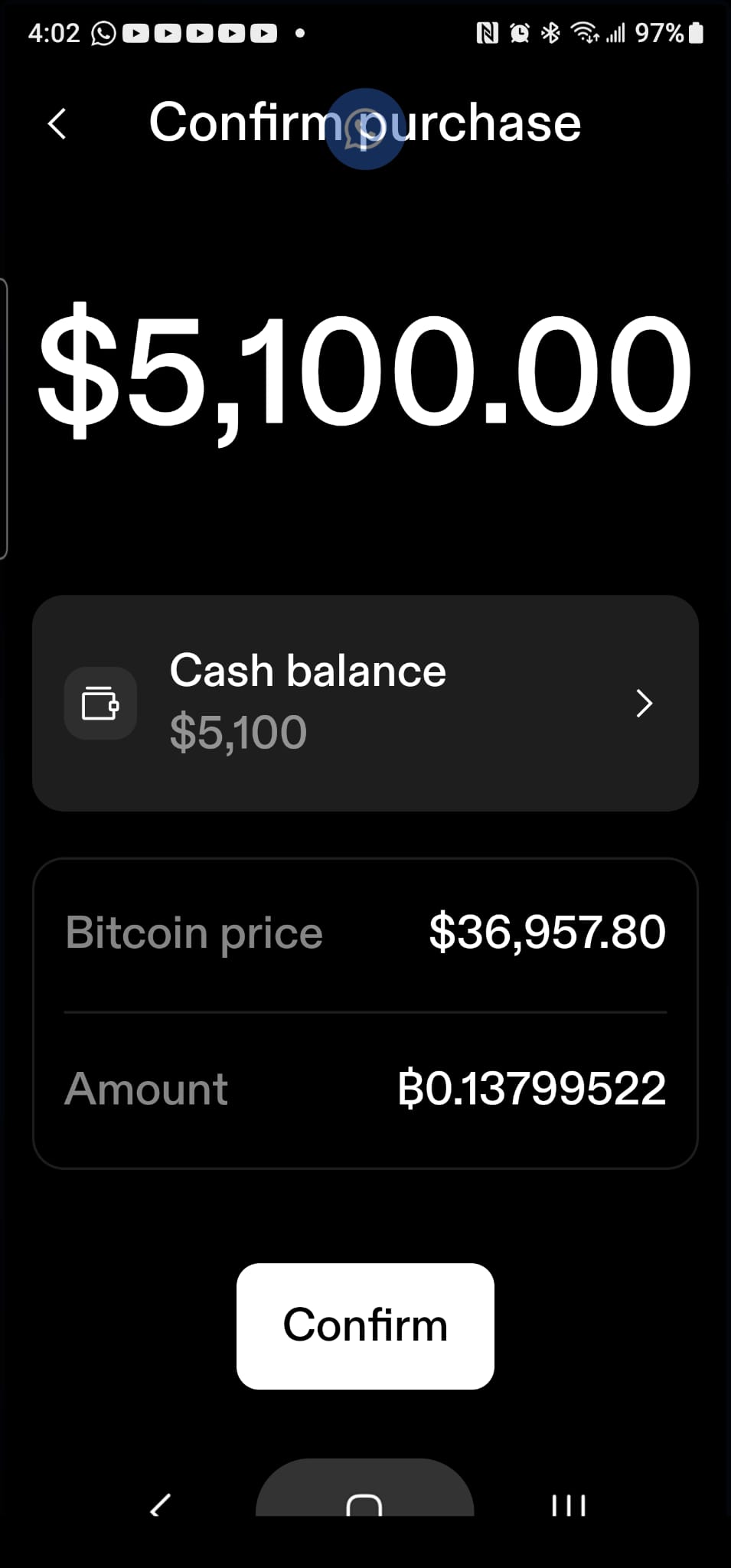 点击Next后就到这个页面，我们只需要点击Confirm， 就可以购买到比特币了.jpg